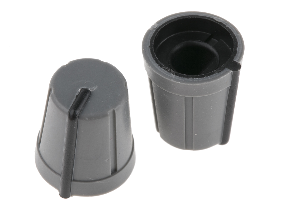 RS PRO 13 mm Knob Diameter Grey Potentiometer Knob for 6 mm Shaft D Shaped