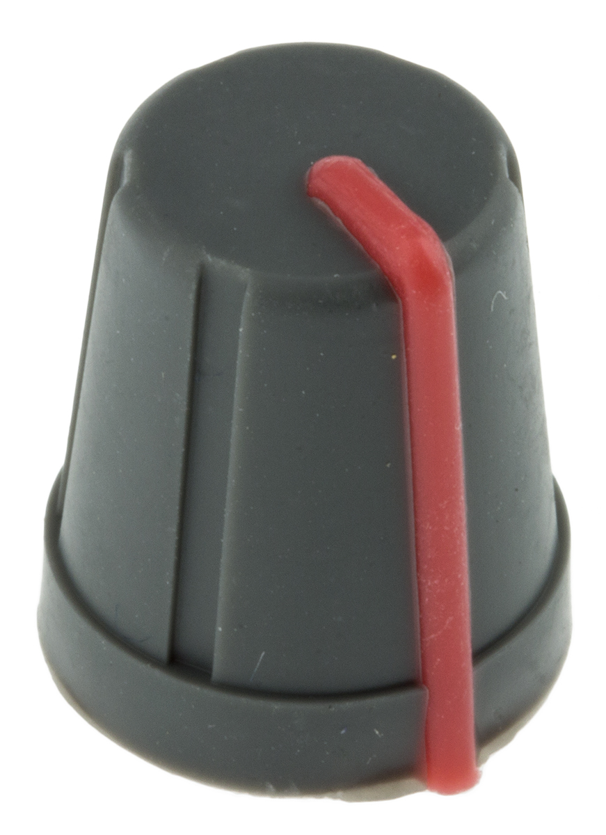 RS PRO 13 mm Knob Diameter Black Potentiometer Knob for 6.4 mm Shaft D Shaped