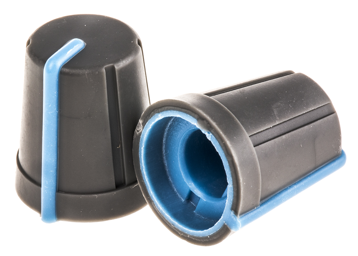 RS PRO 13 mm Knob Diameter Grey Potentiometer Knob for 6.4 mm Shaft D Shaped