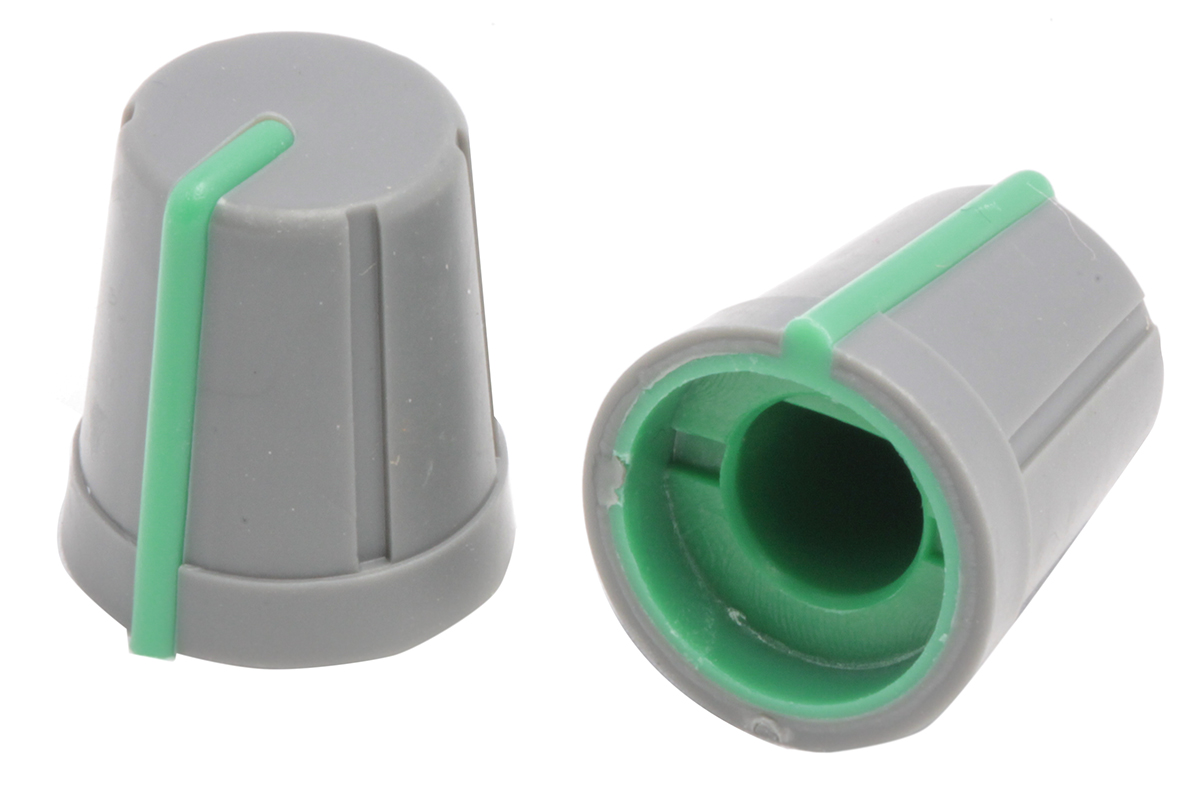 RS PRO 13 mm Knob Diameter Grey Potentiometer Knob for 6.4 mm Shaft D Shaped