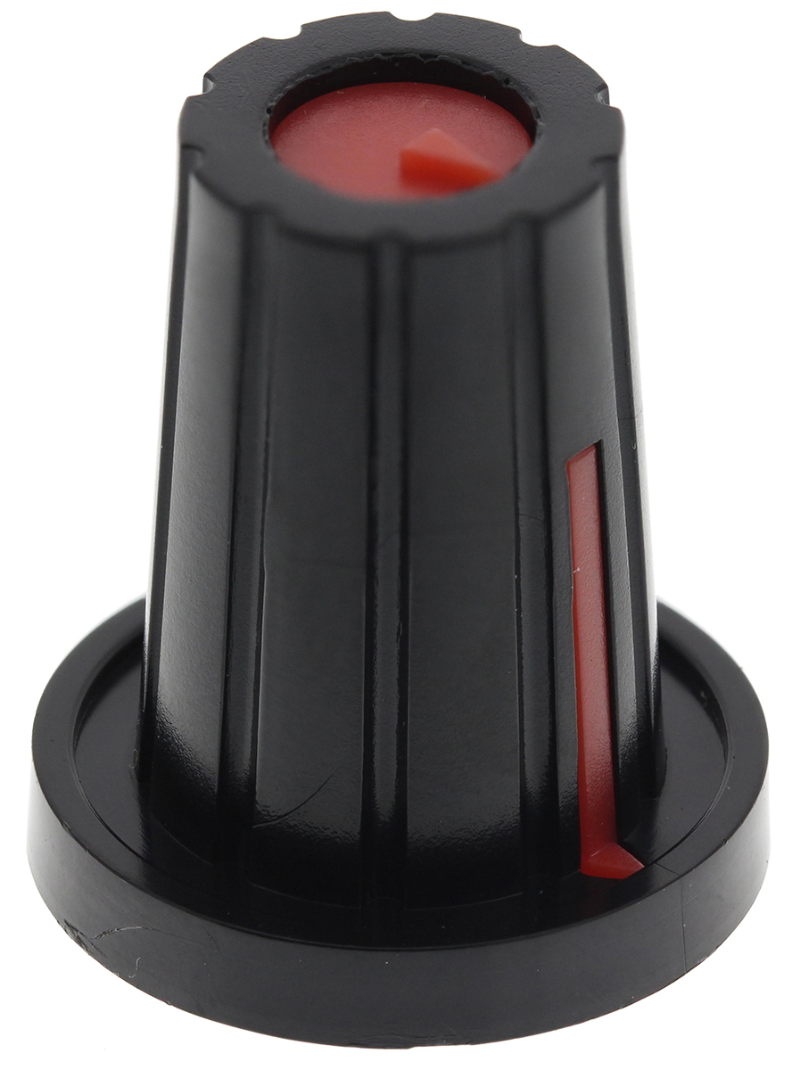 RS PRO 17 mm Knob Diameter Black Potentiometer Knob for 6.4 mm Shaft D Shaped