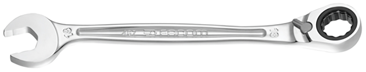 Facom Combination Ratchet Spanner Satin Chrome, 158 mm Overall 10 mm