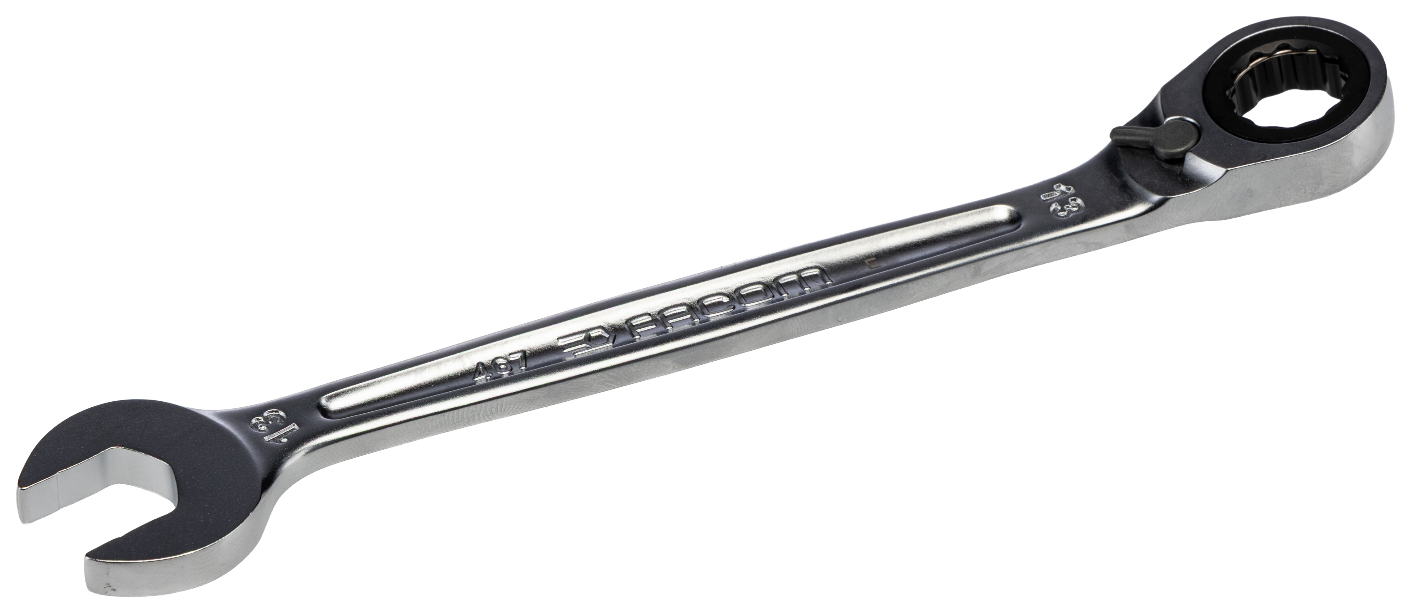 Facom Combination Ratchet Spanner Satin Chrome, 178mm Overall 13 mm