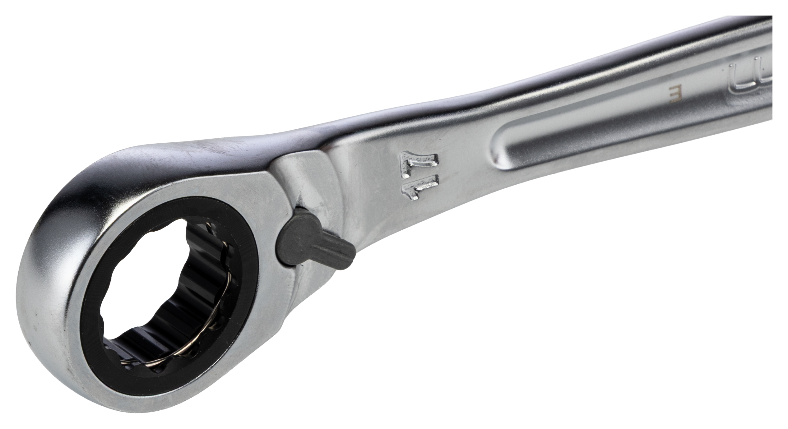 467b17 Facom Combination Ratchet Spanner Satin Chrome, 225mm Overall 17 mm