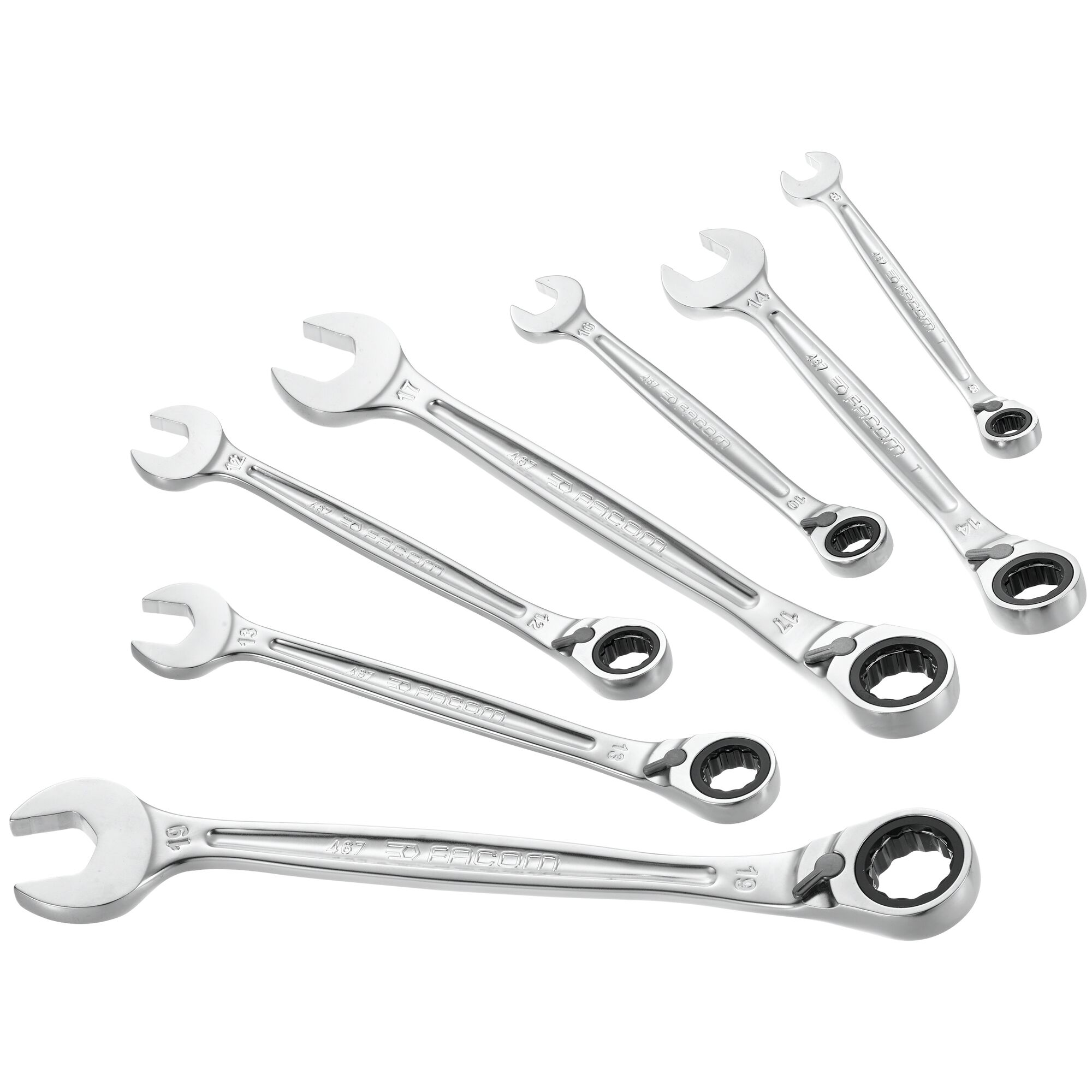 Facom 7-Piece Wrench Set, 8 To 19 mm, Steel