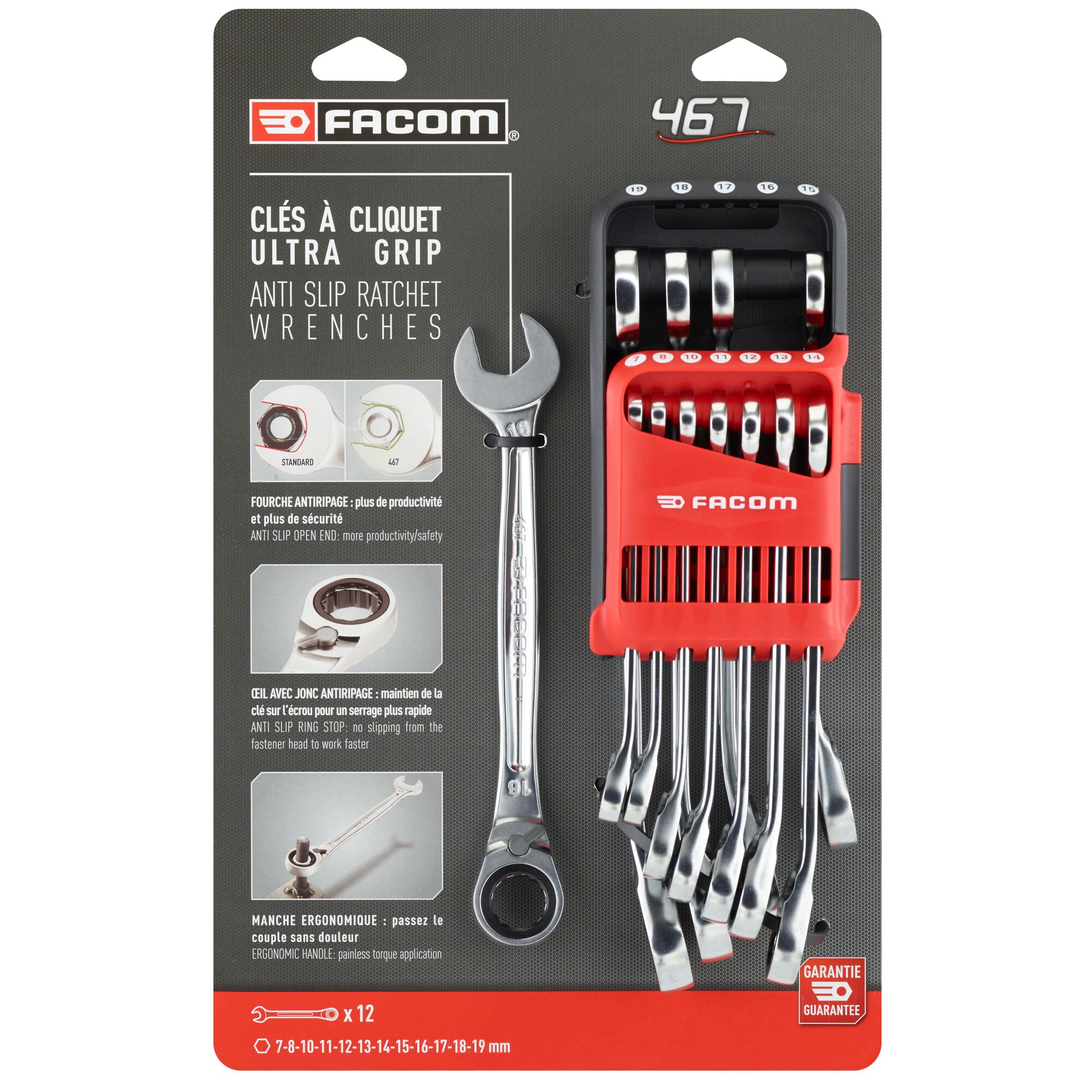 Facom 12-Piece Spanner Set, 7 to 19 mm