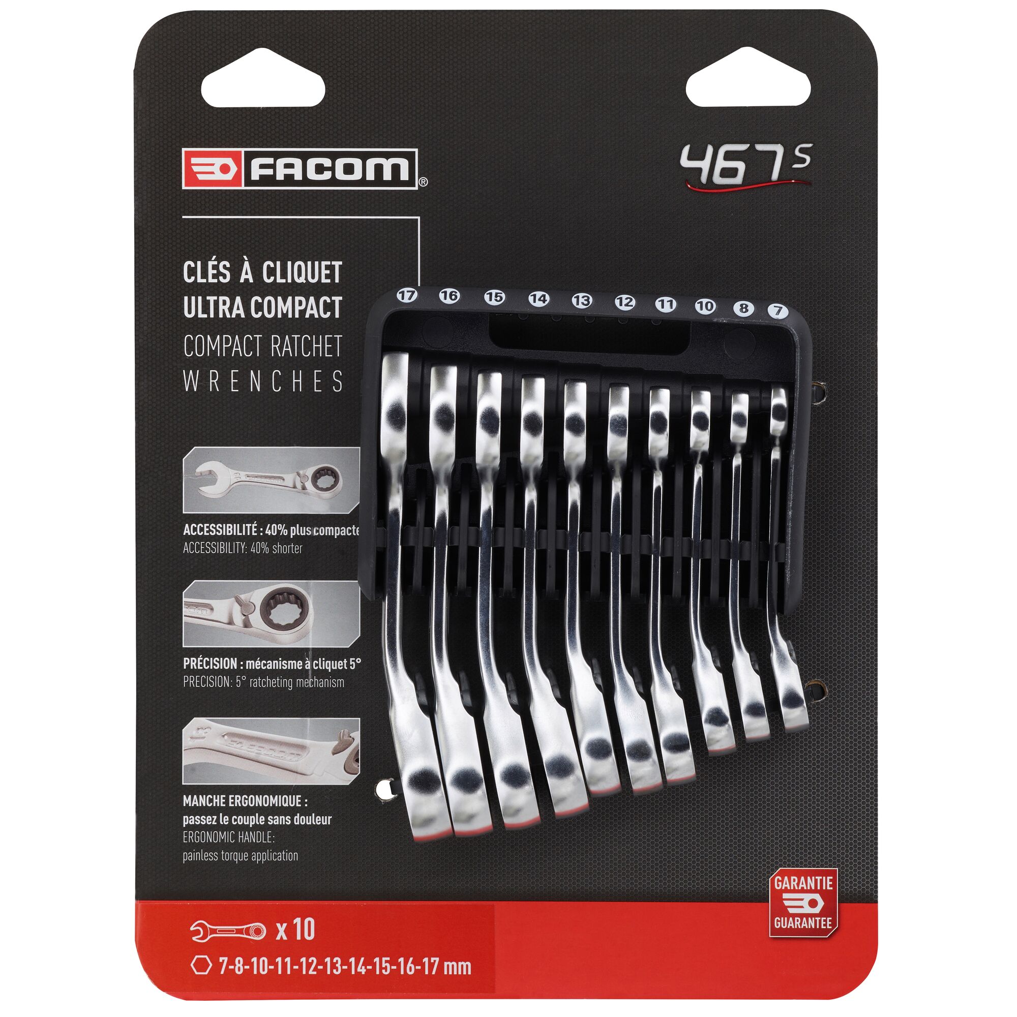 Facom 6-Piece Spanner Set, 7 to 17 mm