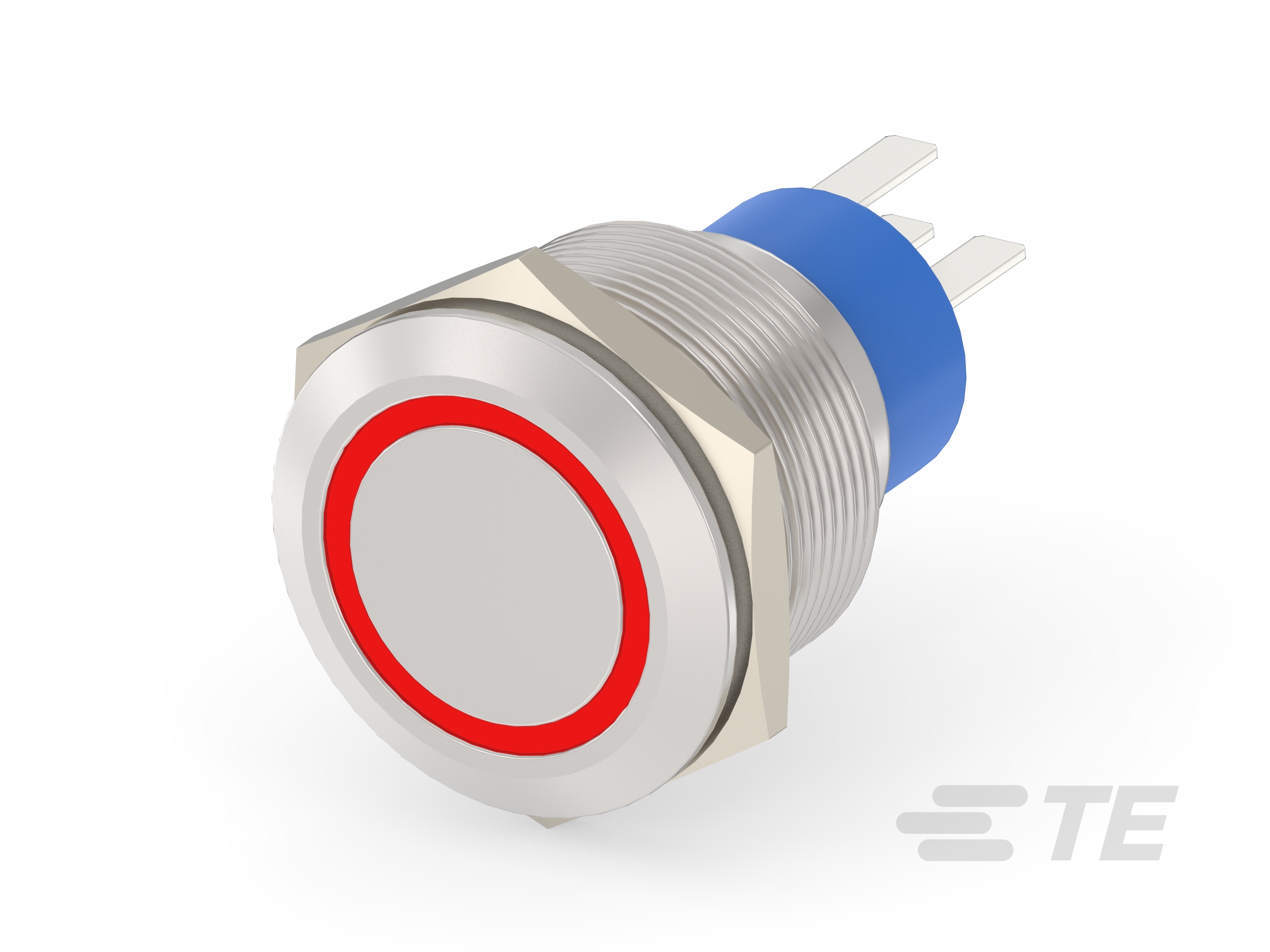 TE Connectivity AV22 Series Illuminated Push Button Switch, Momentary, Panel Mount, 22mm Cutout, SPST, Red LED, 250V,