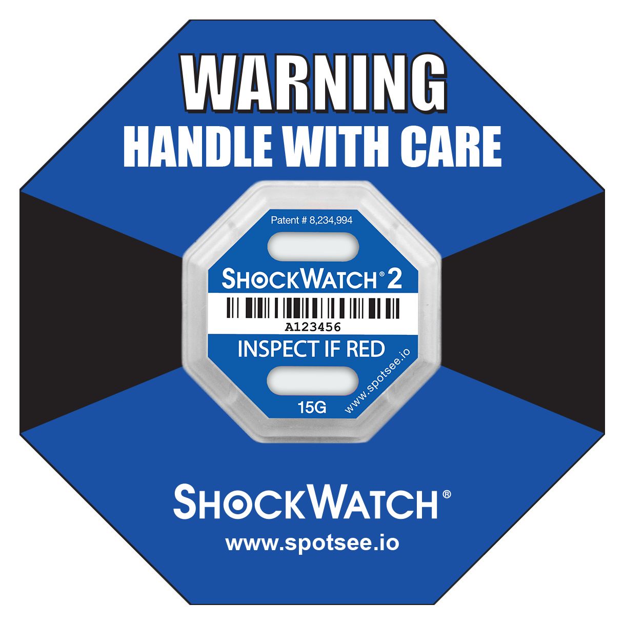 SpotSee Shock Label ShockWatch2 6.35 mm x 42.93mm, 10 Per Pack