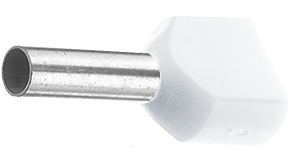 Vogt Bootlace Ferrule, 8 mm Pin Length, 1.5 mm Pin Diameter, White to 20 AWG Wire Size