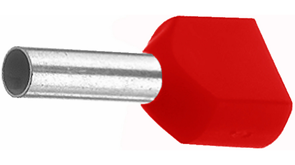 Vogt Bootlace Ferrule, 8 mm Pin Length, 1.5 mm Pin Diameter, Red to 18 AWG Wire Size