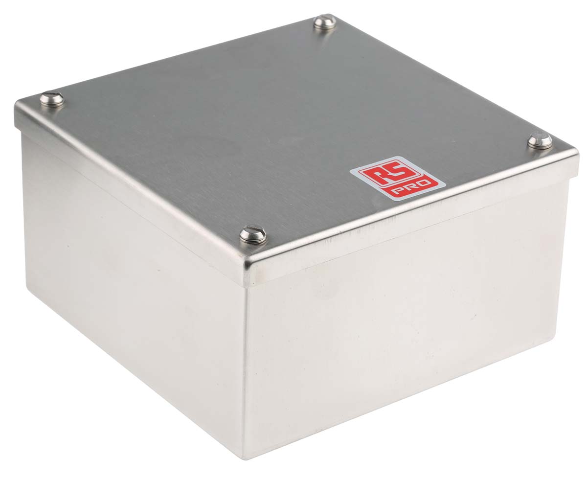 RS PRO 316 Stainless Steel Satin Adaptable Enclosure Box 160mm x 160 mm x 85 mm