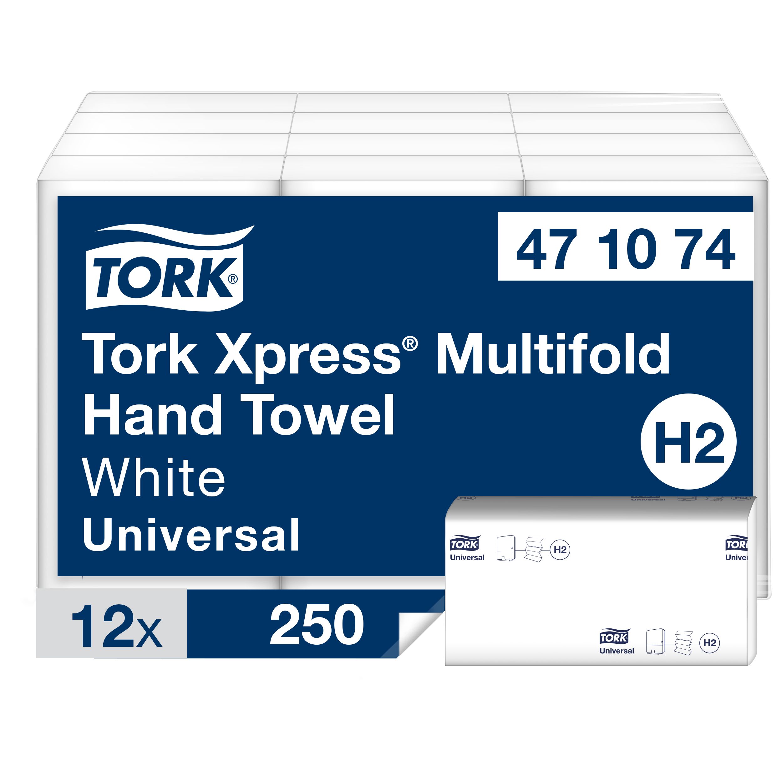 Tork Xpress Folded Paper Towel, 241 x 213 (Unfolded) mm, 81 x 213 (Folded) mm, 1, 250 Sheets