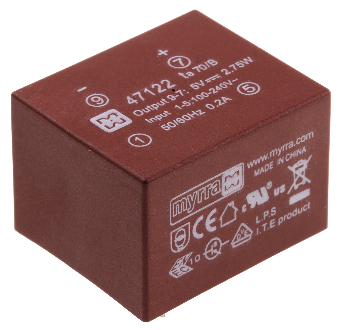Myrra 2 Output SMPS Transformer 5.4 W Output, 265 V ac, 370 V dc, 24 V dc