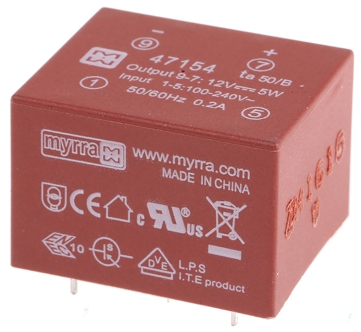 Myrra 1 Output SMPS Transformer 5 W Output, 370 V dc, 265 V ac, 12 V dc