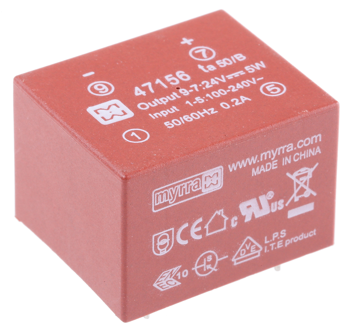 Myrra 2 Output SMPS Transformer 5 W Output, 370 V dc, 265 V ac, 3.3 to 24 V dc