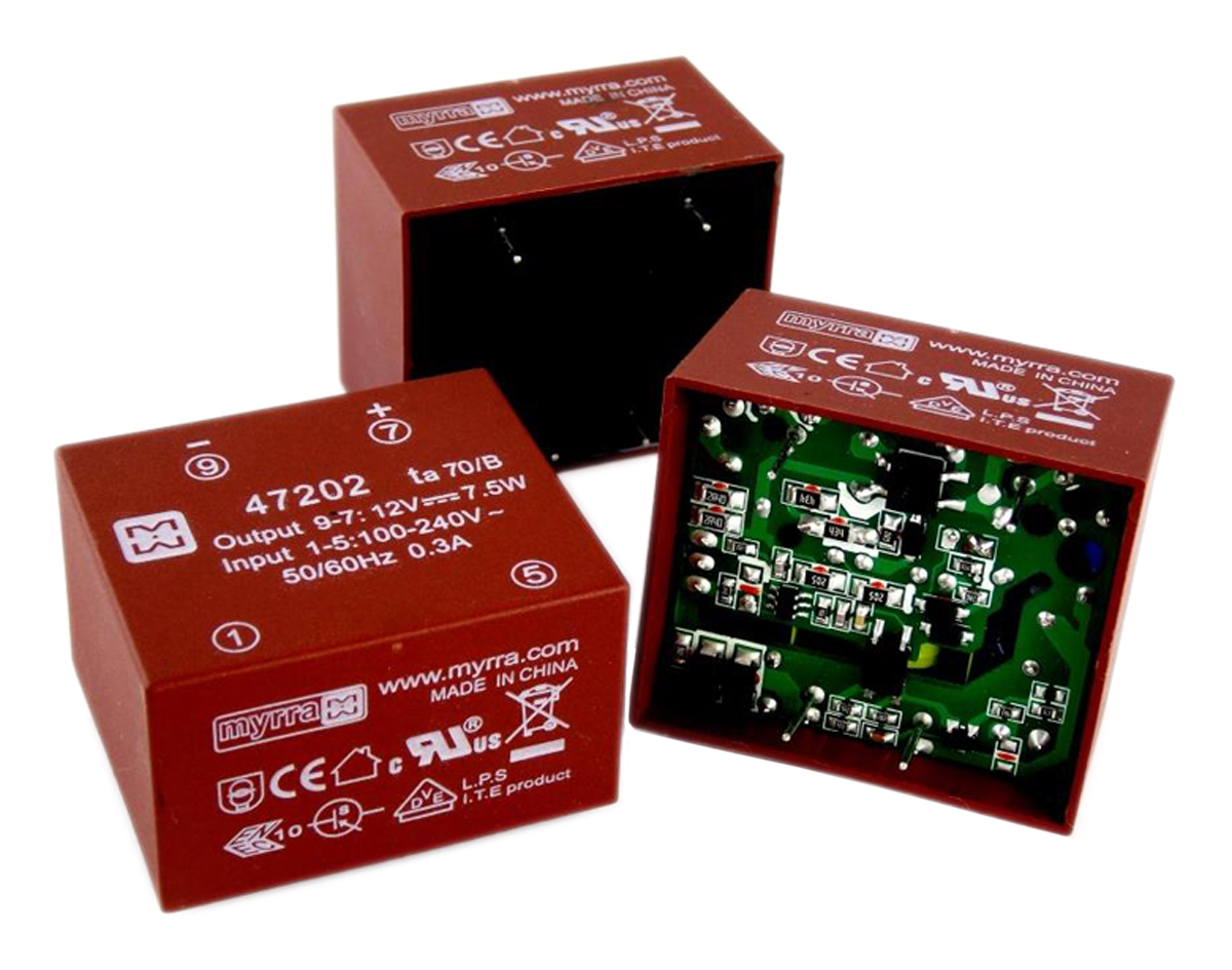 Myrra 9 V 5 Output Through Hole PCB Transformer, ENEC, RoHS, VDC, CE, UL 7.5 W