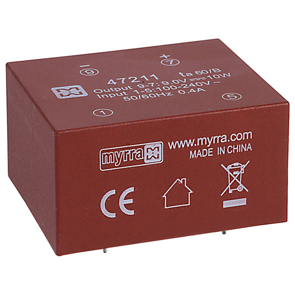 Myrra 9 V 5 Output PCB PCB Transformer, VDC, UL, ENEC, CE, RoHS 10 W