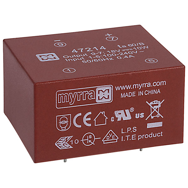 Myrra 18 V 5 Output PCB PCB Transformer, UL, ENEC, VDC, RoHS, CE 10 W