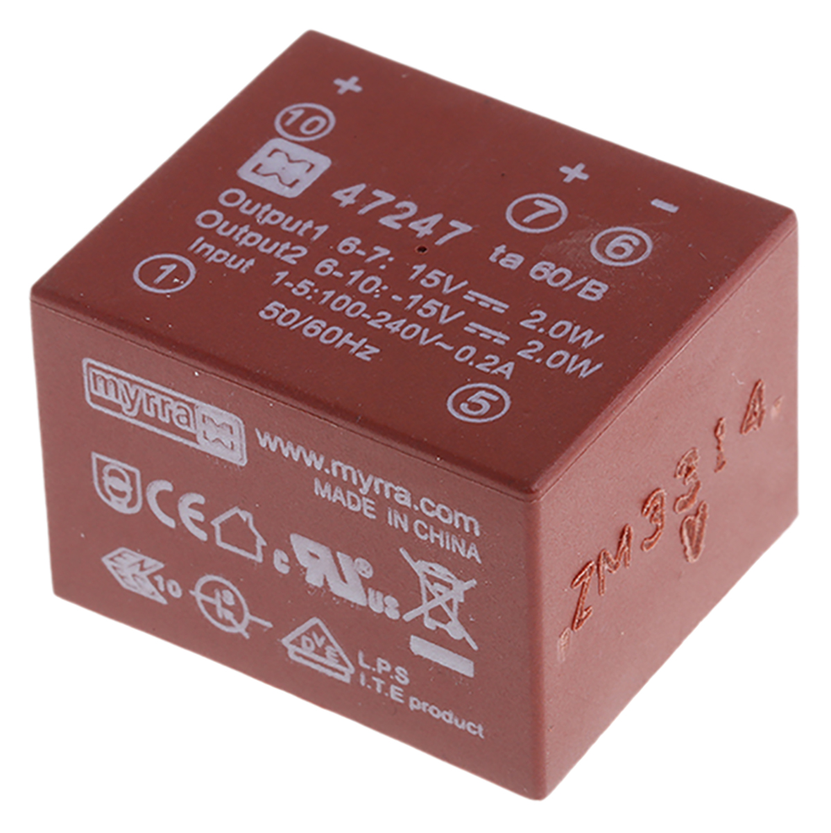 Myrra 3 Output SMPS Transformer 5.4 W Output, 370 V dc, 265 V ac, 24 V dc