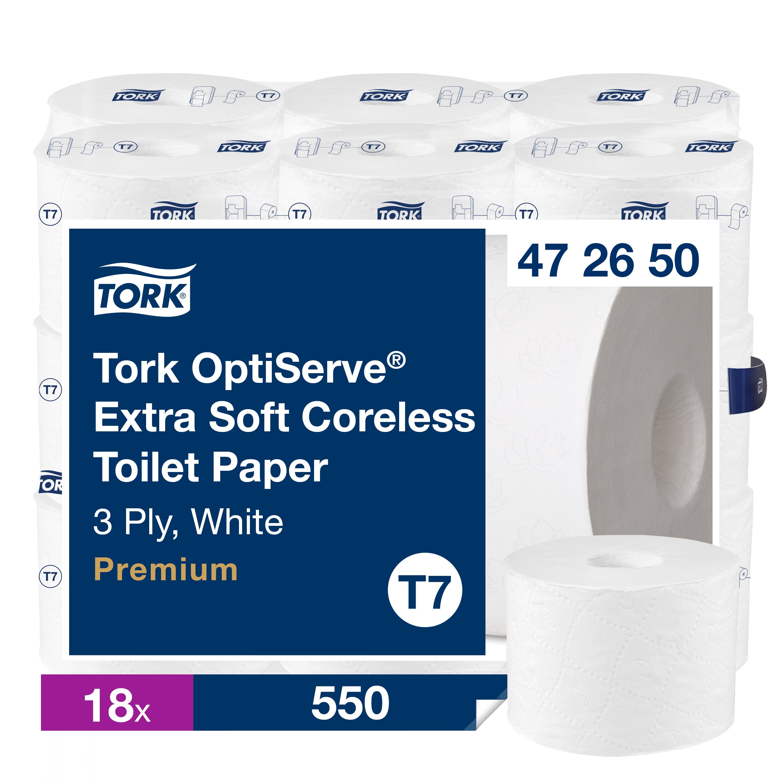 Tork 18 rolls of 550 Sheets Toilet Roll, 3