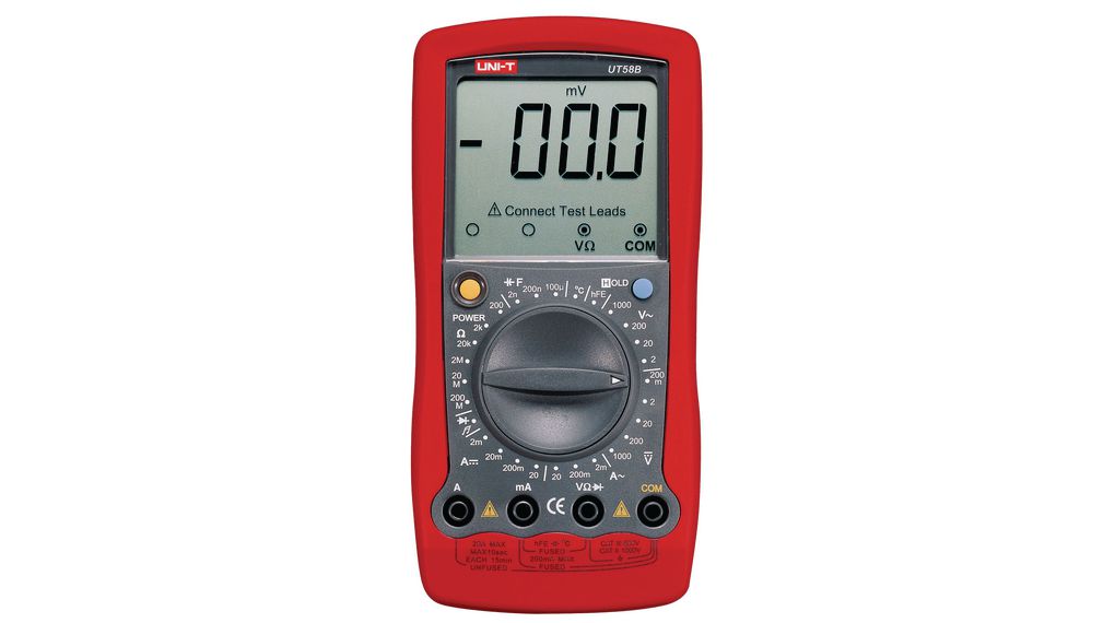 UNI-T UT58B Handheld LCD Digital Multimeter, 20A ac Max, 20A dc Max, 750V ac Max