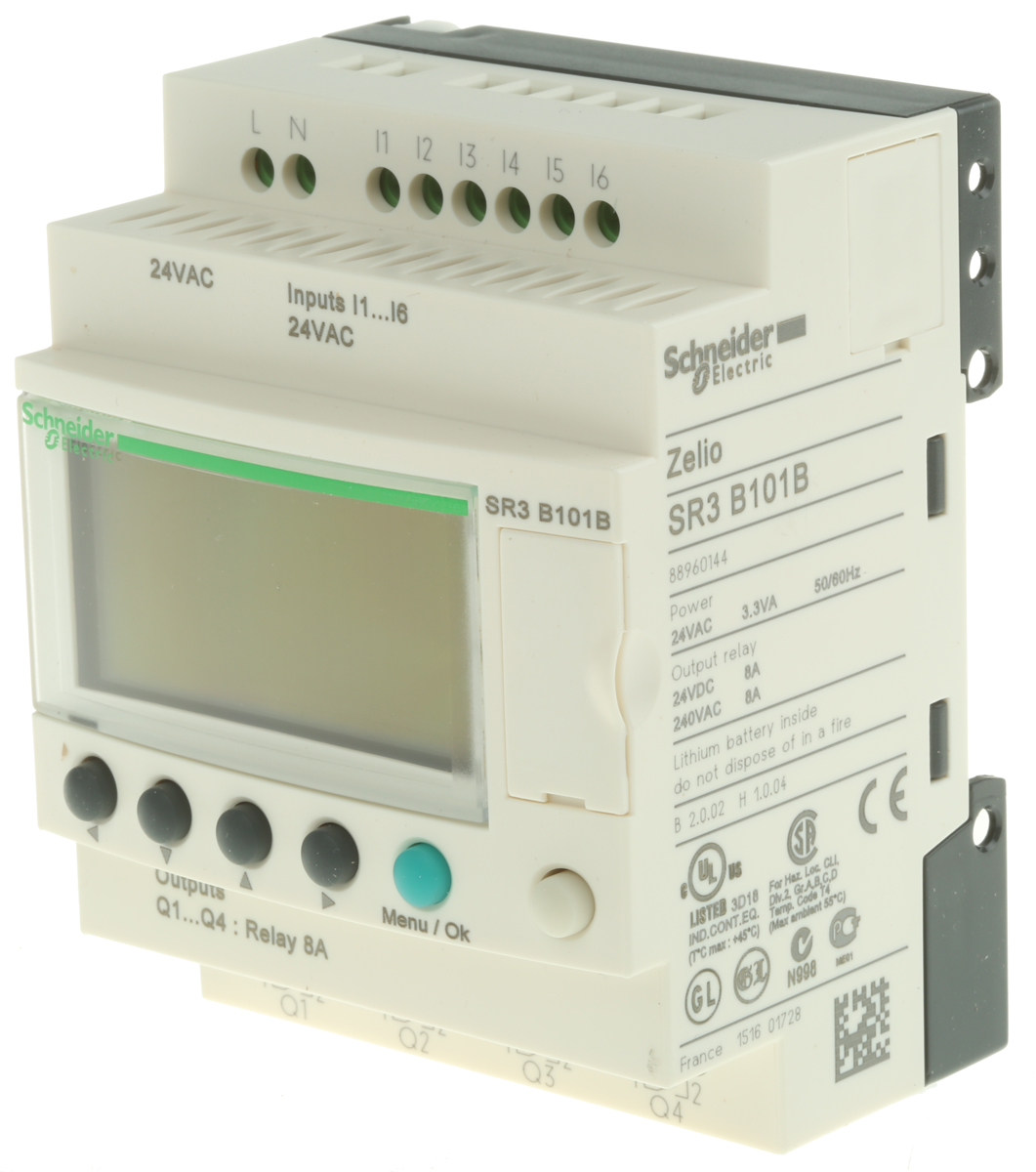 Schneider Electric Zelio Logic Series Logic Module, Relay Output, 6-Input, Discrete Input