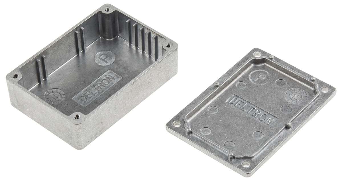 480-0140 Deltron 480 Series Black, Blue, Grey Aluminium Enclosure, IP68 Flanged 25 mm, 81 mm, 56 mm