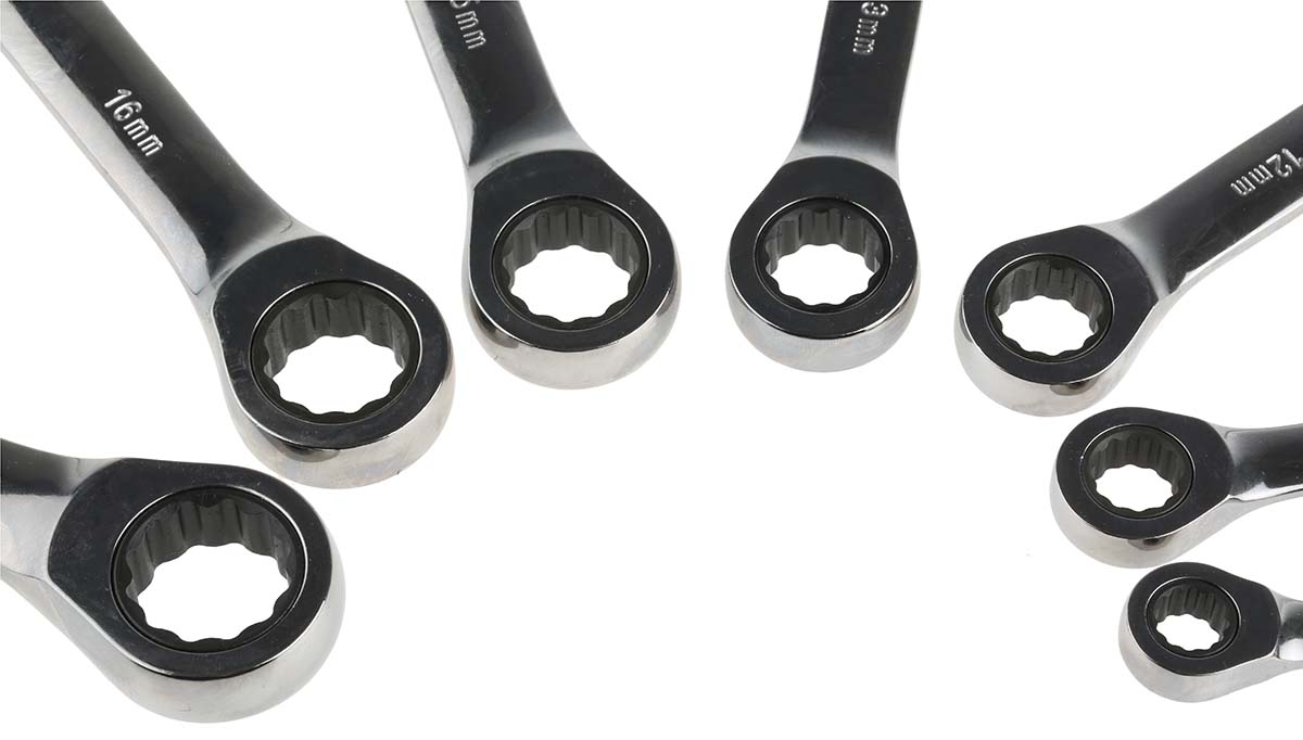 480-6751 RS PRO 7-Piece Spanner Set, 8 To 18 mm, Chrome Vanadium Steel