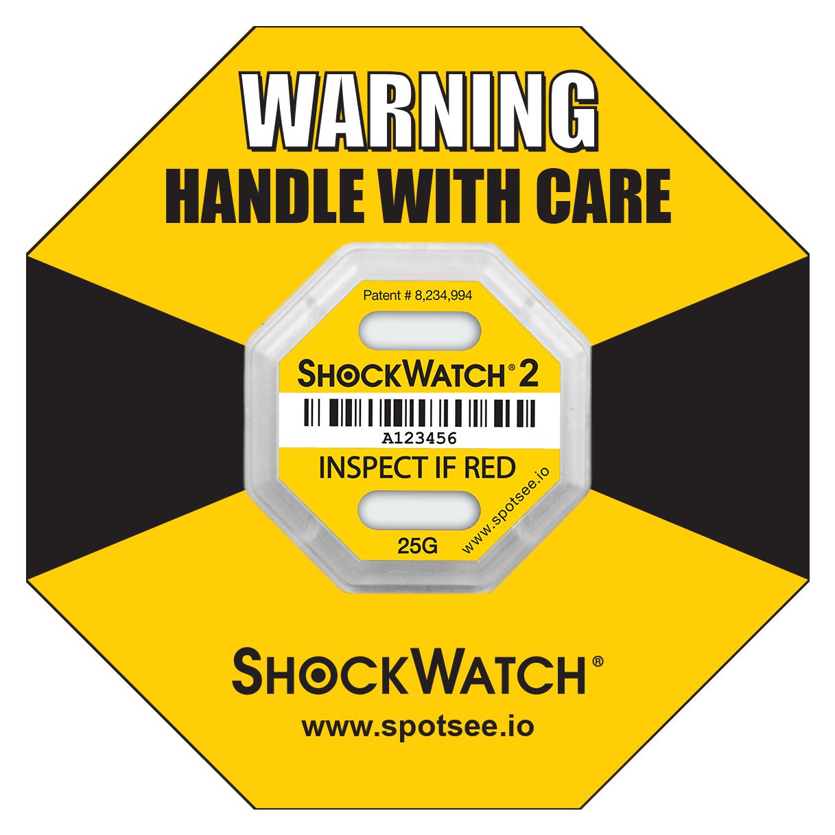 SpotSee Shock Label ShockWatch2 6.35 mm x 42.93mm, 10 Per Pack