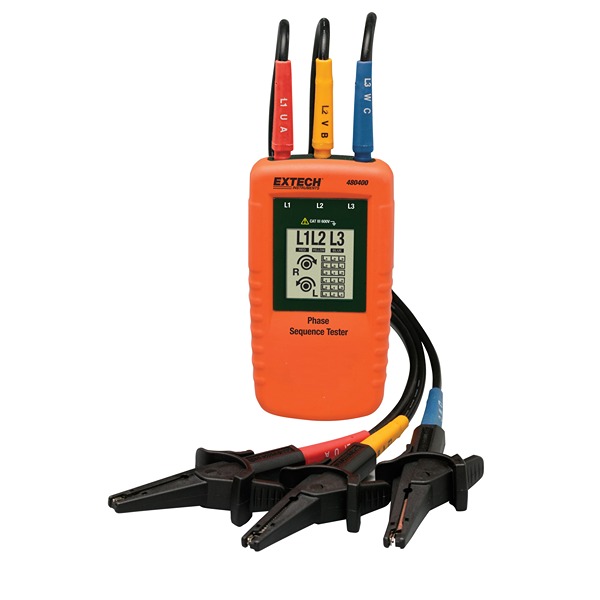 Extech 480400 Phase Rotation Tester 15 Hz, 400 Hz Max, 600V ac Max