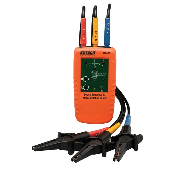 Extech 480403 Phase Rotation Tester 2 Hz, 400 Hz Max, 600V ac Max Non-Contact