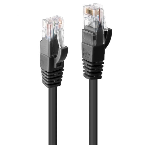 Lindy Electronics, 10 m Cat6 Ethernet Cable, Black RJ45 to Male Male Polyvinyl Chloride Sheath, U/UTP