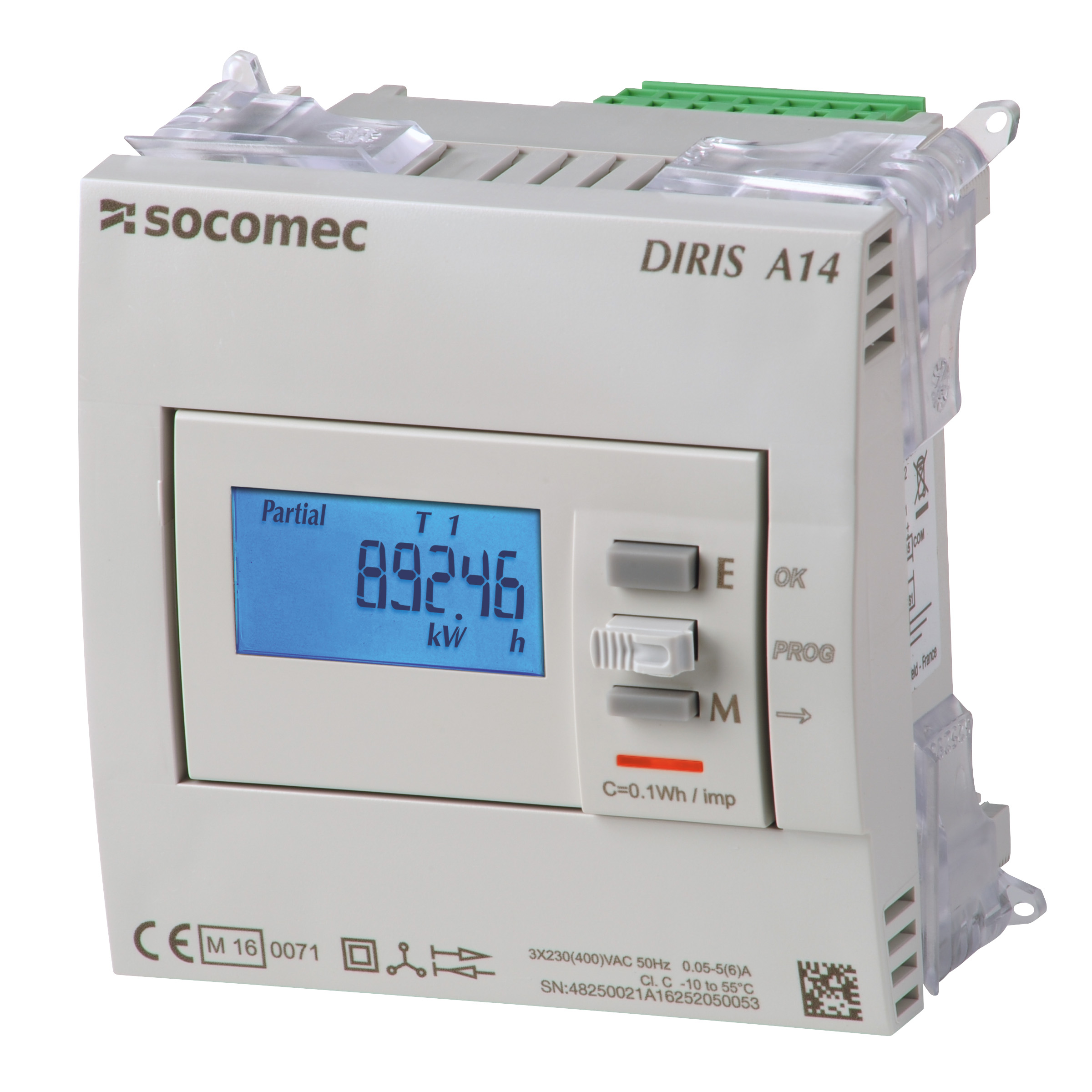 Socomec LCD Digital Panel Multifunction Meter for Power, Voltage, Power Factor, Frequency, Current,  90 mm  x 72 mm