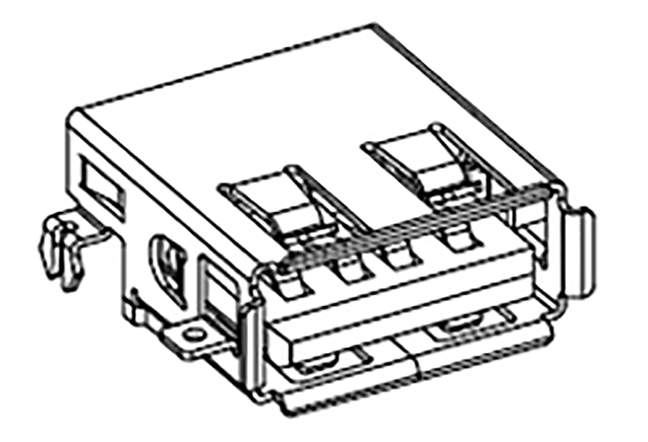 Molex Right Angle, Panel Female- 1 Port Type USB Type A USB Connector USB 2.0