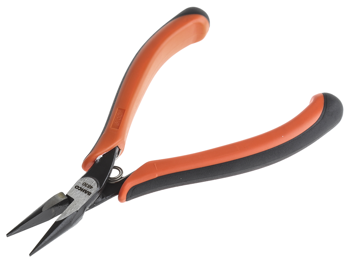 4830 Bahco 1-Piece Long Nose Plier Smooth, 135 mm Overall, 25mm Jaw