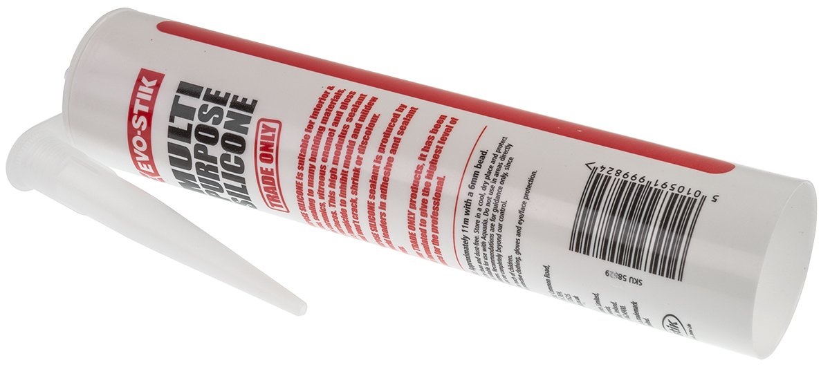 483422 Evo-Stik EVO-STIK MULTI-PURPOSE SILICONE SEALANT CLEAR Transparent Sealant Paste 310 ml Cartridge