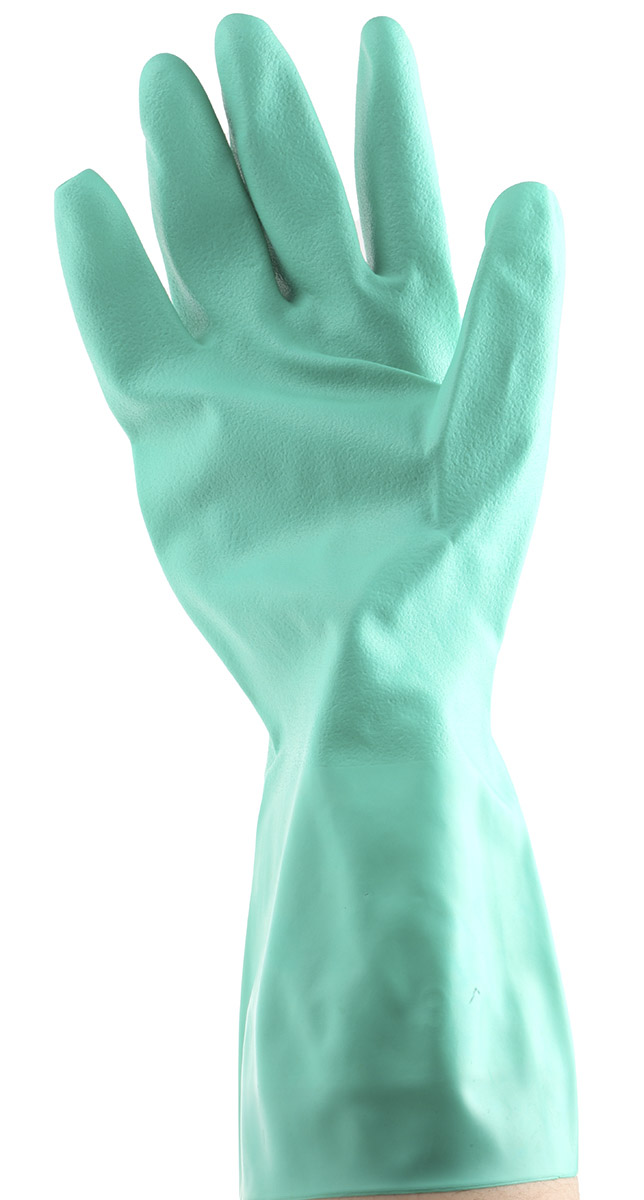 485 Mapa Ultranitril Green Nitrile Work Gloves, Size 8, Uncoated Coating