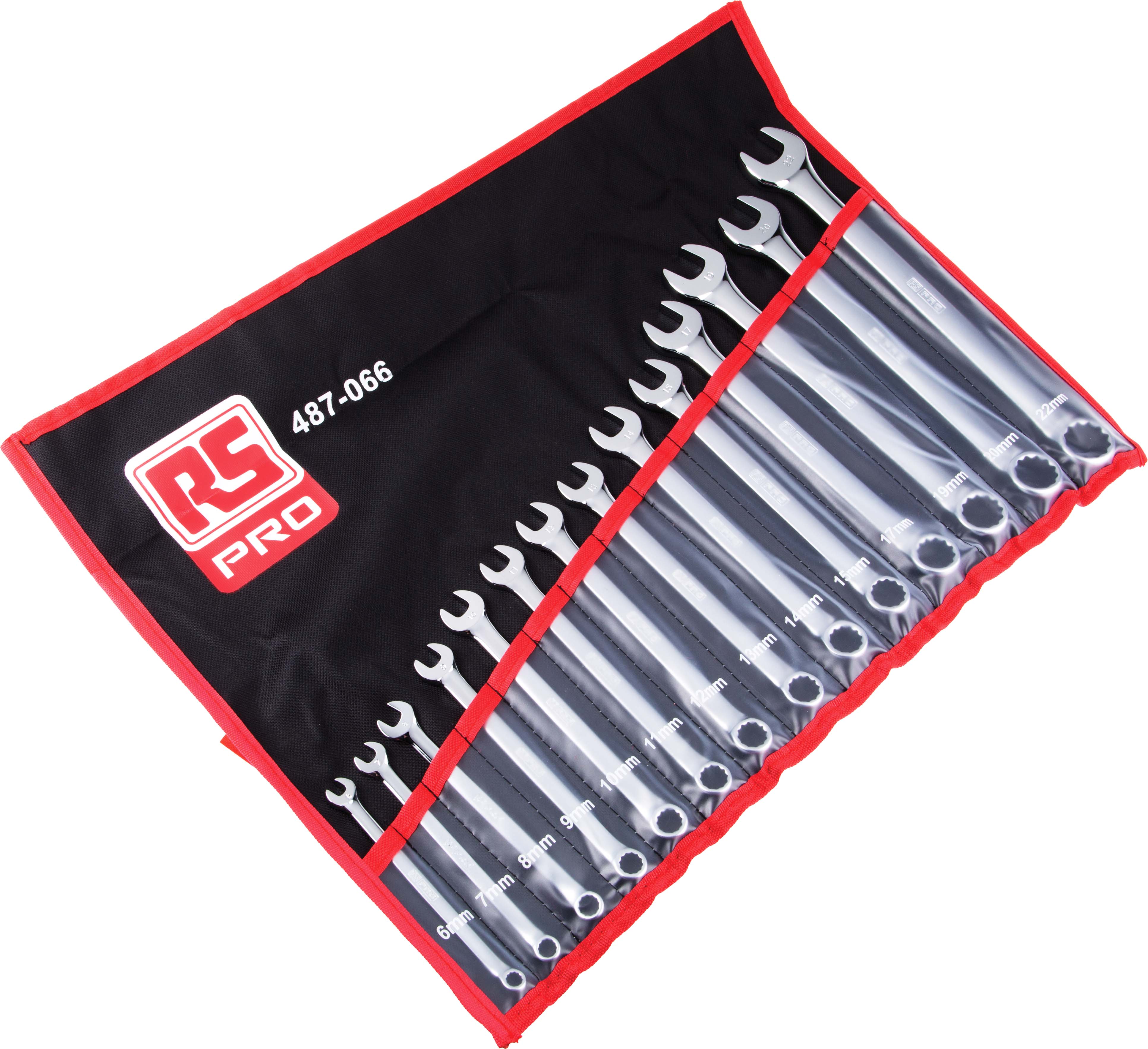 487-066 RS PRO 14-Piece Spanner Set, 6 To 22 mm, Chrome Vanadium Steel