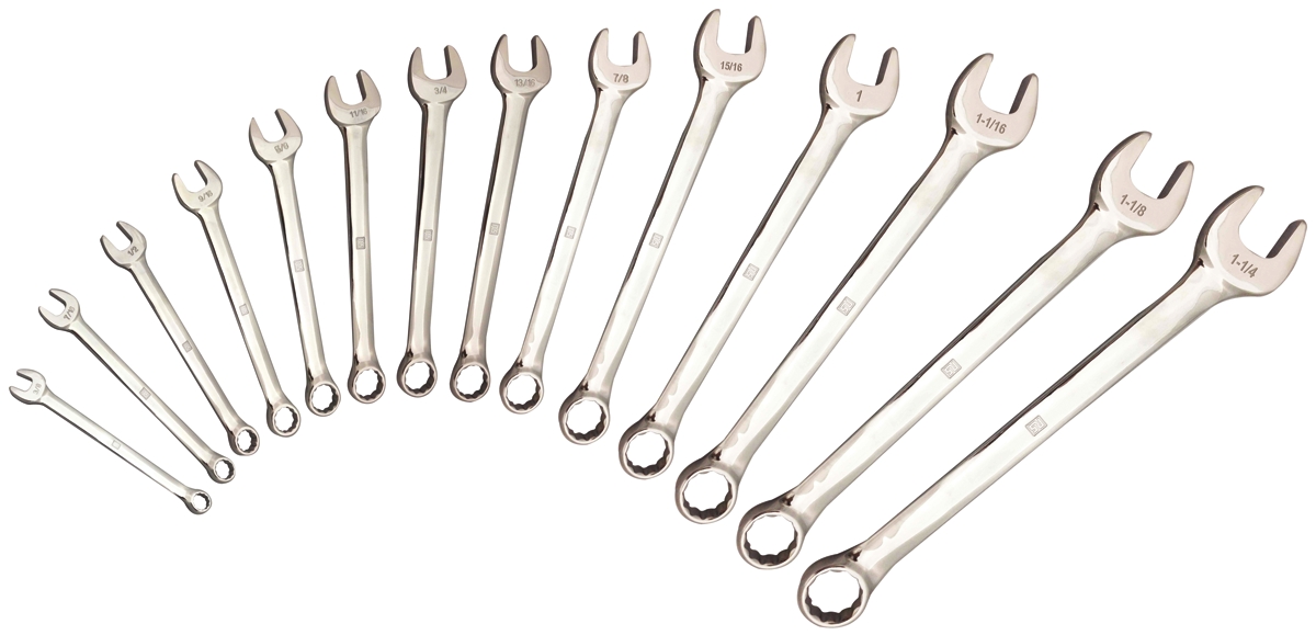 RS PRO 14-Piece Spanner Set, 5/8 in, 15/16 in, 7/16 in, 1-1/8 in and 1-1/4 in, 11/16 in, 3/8 in, 1-1/16 in, 13/16 in, 1