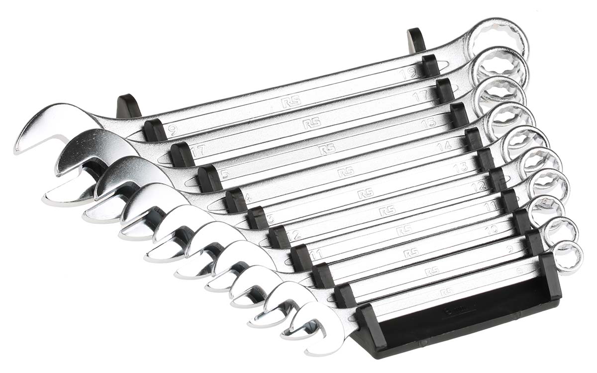 RS PRO 10-Piece Spanner Set, 8 To 19 mm, Chrome Vanadium Steel