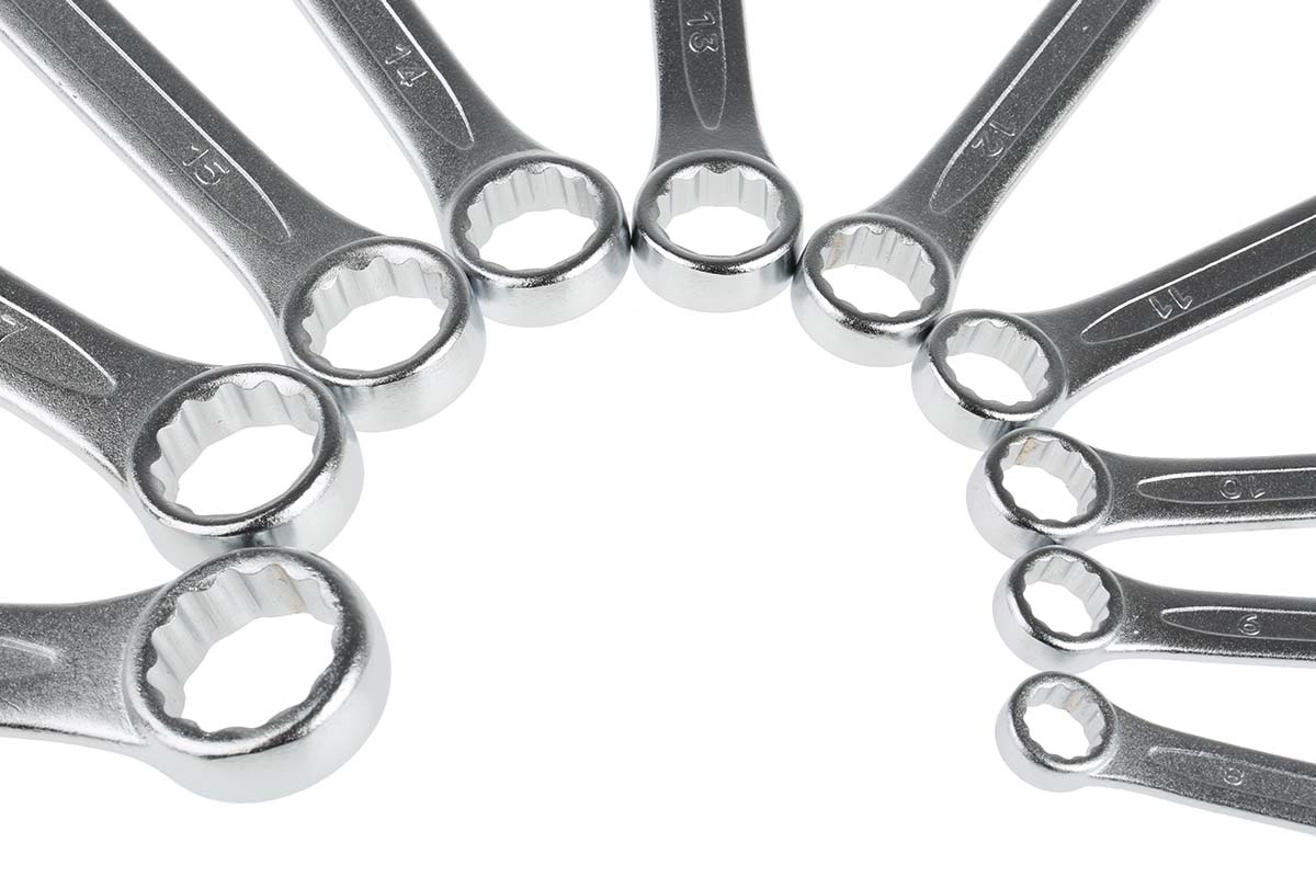 487-084 RS PRO 10-Piece Spanner Set, 8 To 19 mm, Chrome Vanadium Steel