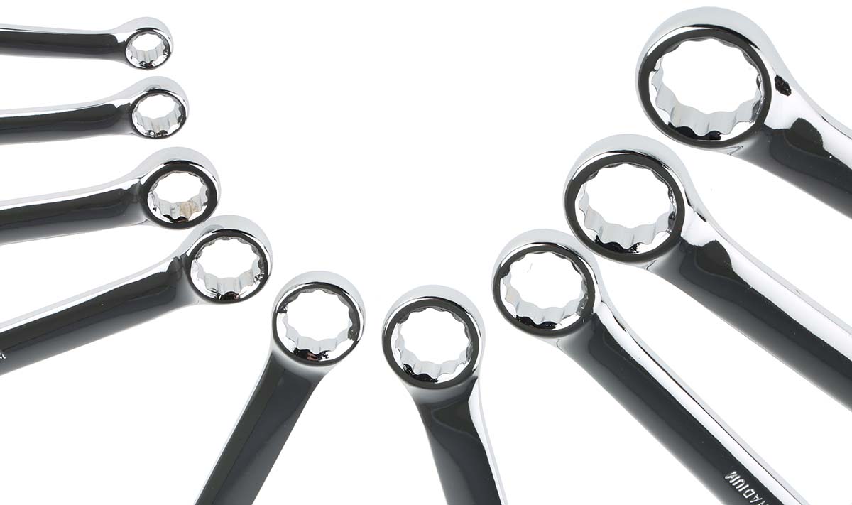 487-179 RS PRO 9-Piece Spanner Set, 6 To 19 mm, Chrome Vanadium Steel