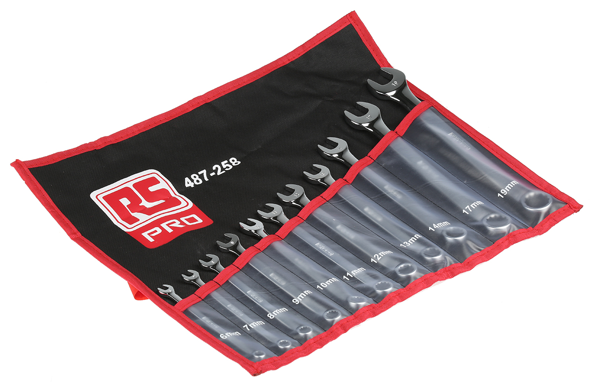 RS PRO 11-Piece Spanner Set, 6 To 19 mm, Chrome Vanadium Steel