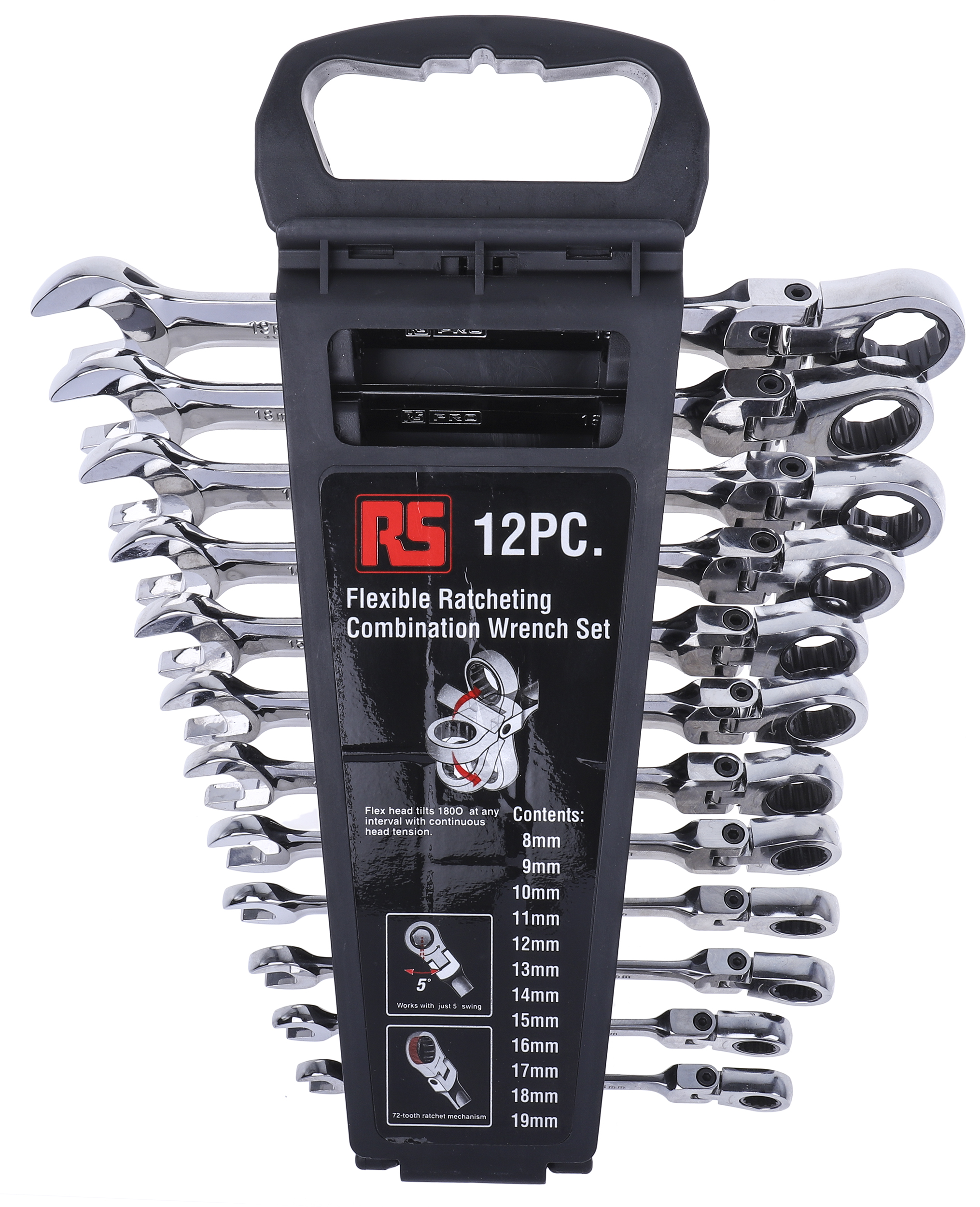 RS PRO 12-Piece Spanner Set, 8 To 19 mm, Chrome Vanadium Steel