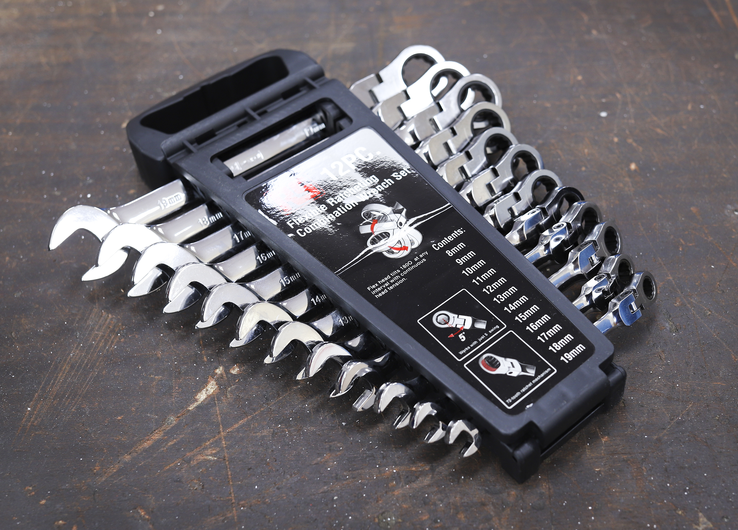 487-268 RS PRO 12-Piece Spanner Set, 8 To 19 mm, Chrome Vanadium Steel