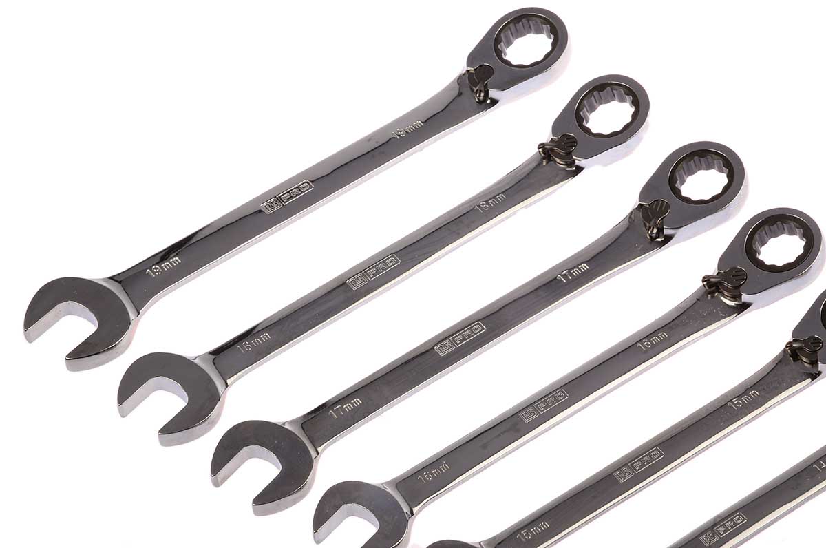 487-280 RS PRO 12-Piece Spanner Set, 8 To 19 mm, Chrome Vanadium Steel