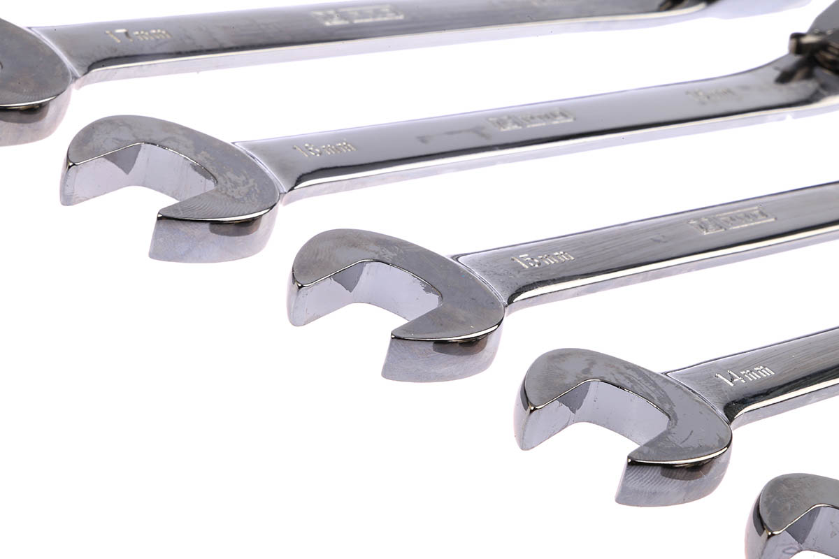 487-280 RS PRO 12-Piece Spanner Set, 8 To 19 mm, Chrome Vanadium Steel