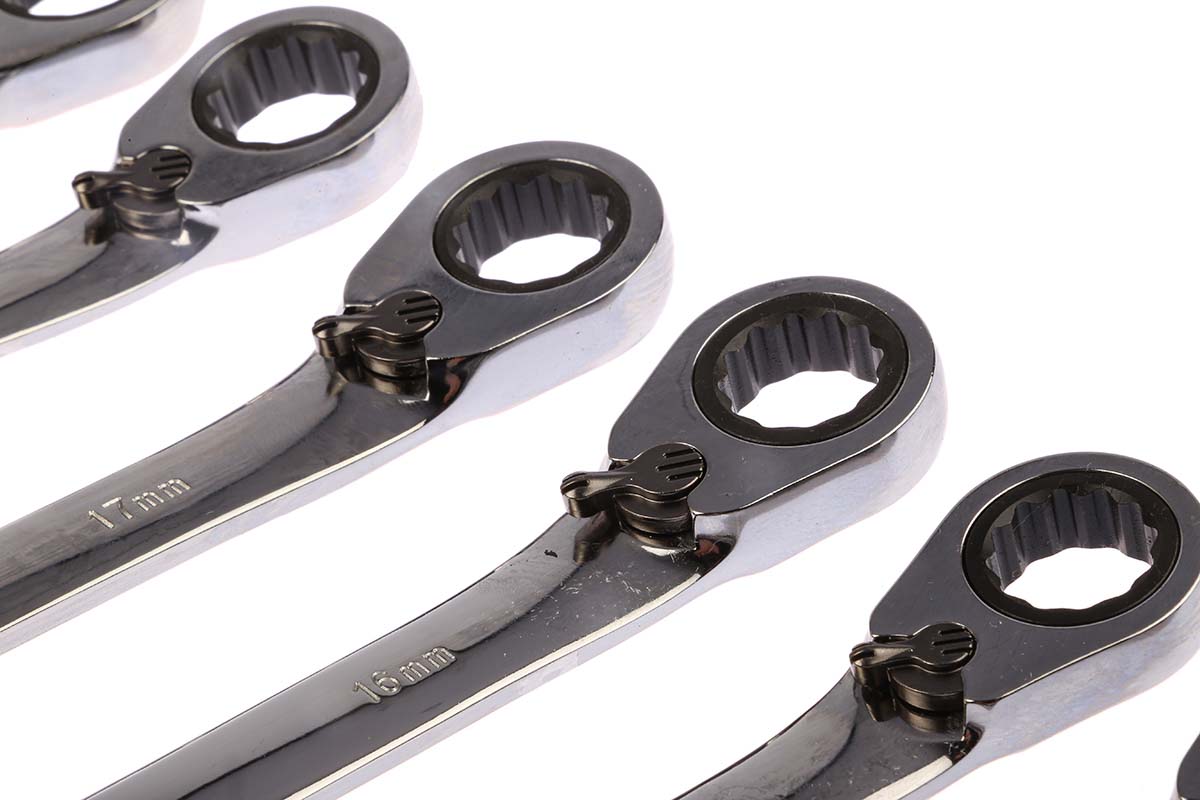 487-280 RS PRO 12-Piece Spanner Set, 8 To 19 mm, Chrome Vanadium Steel