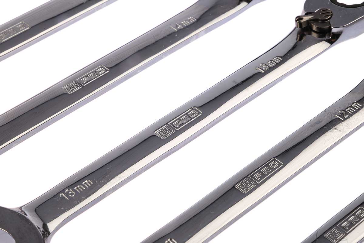 487-280 RS PRO 12-Piece Spanner Set, 8 To 19 mm, Chrome Vanadium Steel
